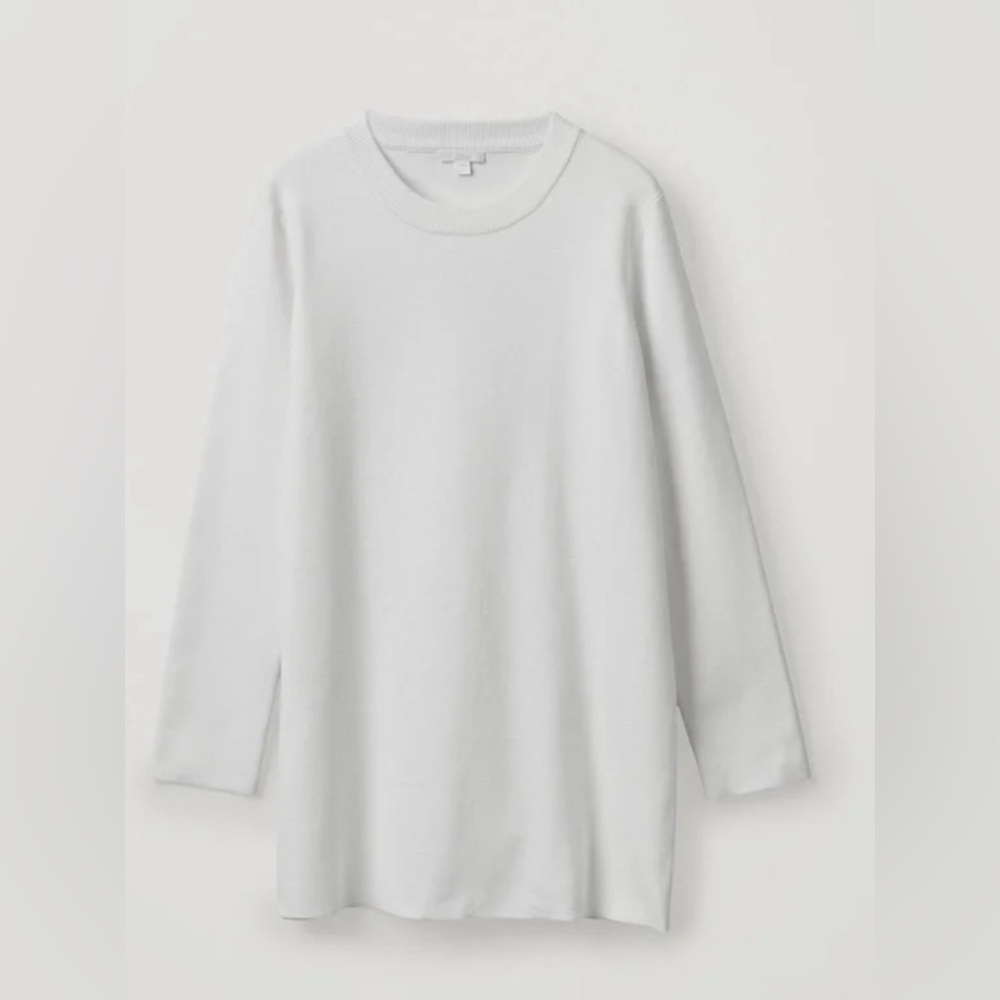 COS Long Sleeve T Shirt white cotton. Loose long fit